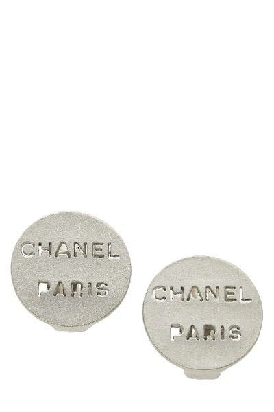 Pre-owned Chanel Silver Logo Cutout Clip-on Earrings