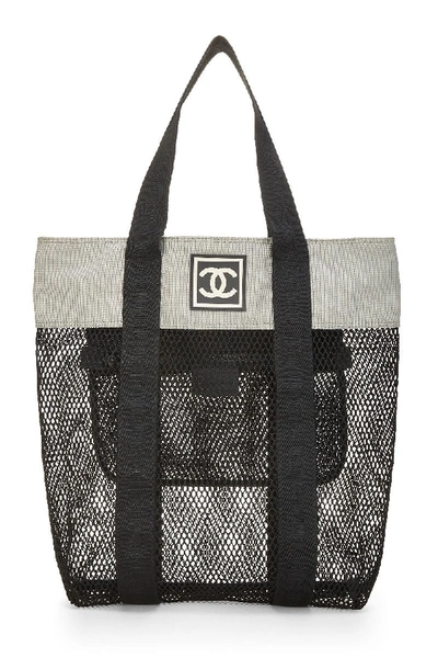 Pre-owned Chanel Black Mesh & Grey Canvas Sport Line Tote