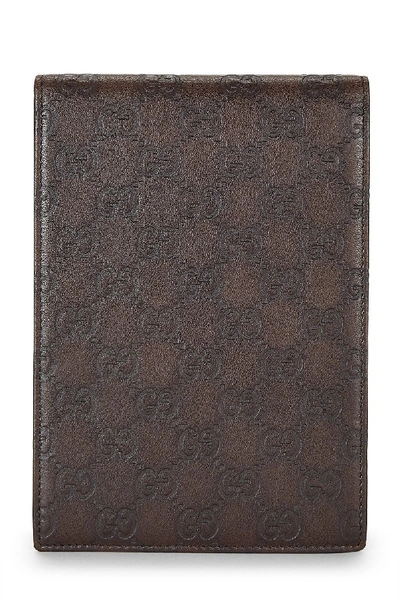 Pre-owned Gucci Brown  Signature Leather Notebook Small