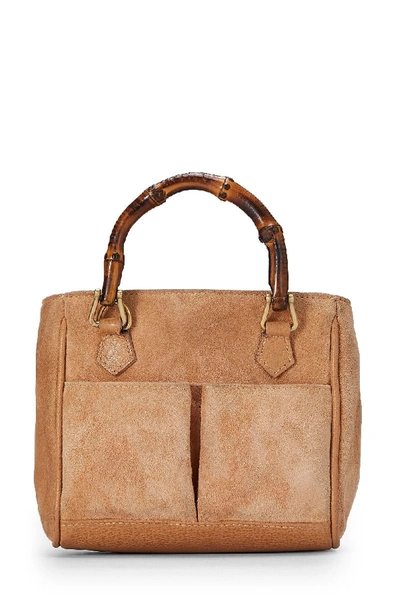 Pre-owned Gucci Tan Suede Bamboo Bag Mini