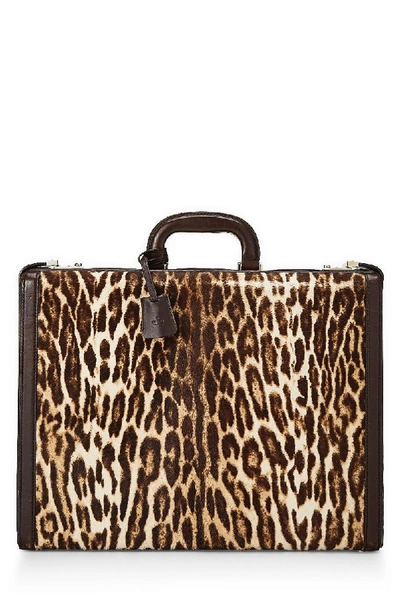 Gucci Brown Leopard Ponyhair Briefcase