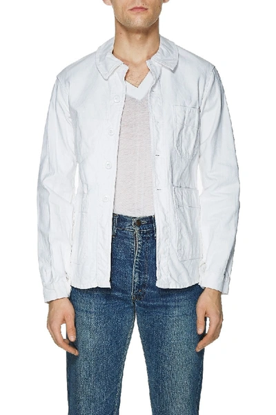 Pre-owned Vintage White Canvas French Double Breasted Work Jacket