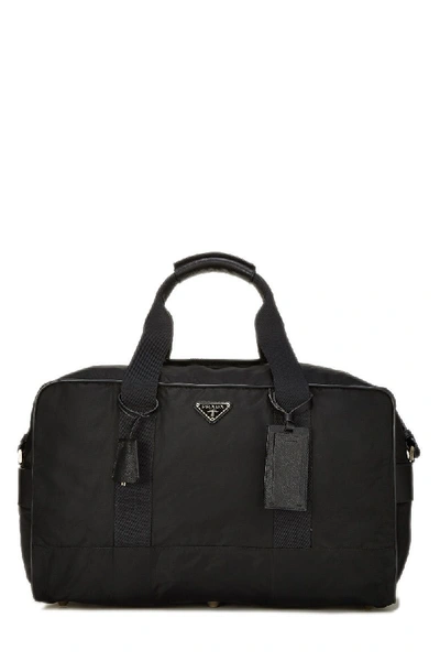 Pre-owned Prada Black Tessuto Nylon Boston Bag