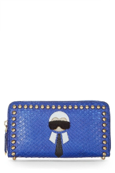 Pre-owned Fendi Blue Python Karlito Wallet