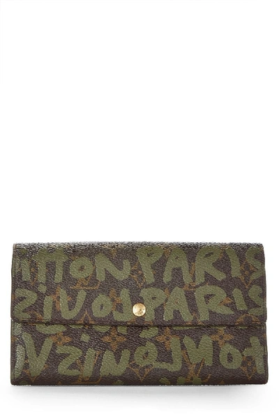 Pre-owned Louis Vuitton Stephen Sprouse X  Monogram Graffiti Sarah Wallet In Green