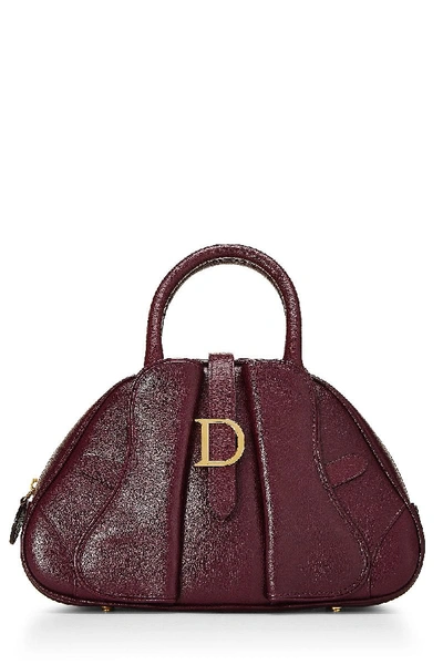 Pre-owned Dior Purple Leather Saddle Bowler Mini