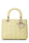 DIOR Pale Yellow Cannage Quilted Lambskin Lady Dior Medium