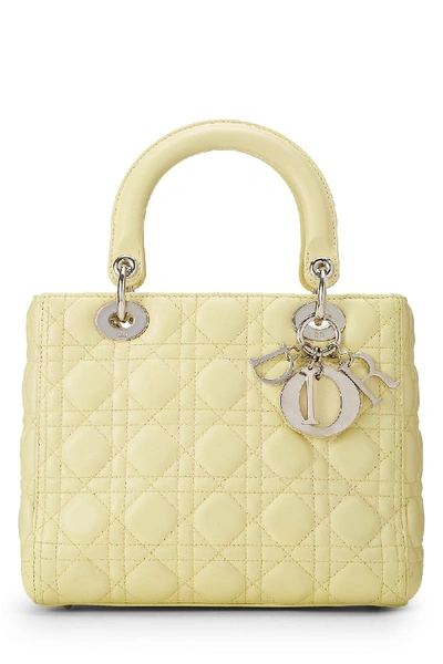 Dior Pale Yellow Cannage Quilted Lambskin Lady  Medium