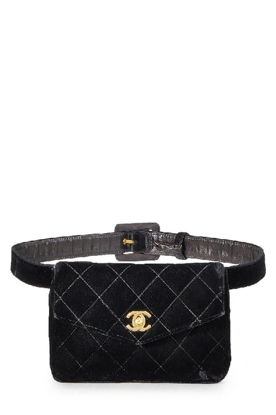 Pre-owned Chanel Black Quilted Velour Belt Bag 80