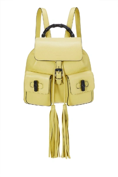 Pre-owned Gucci Yellow Leather Bamboo Backpack