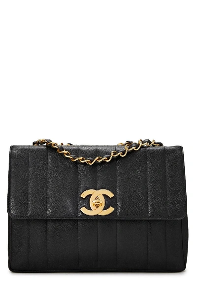 Pre-owned Chanel Black Caviar Vertical Half Flap Jumbo