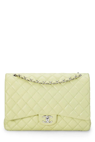Pre-owned Chanel Green Lambskin New Classic Flap Maxi