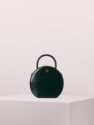 Kate Spade Andi Croc Embossed Canteen Bag In Deep Evergreen