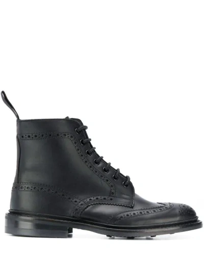 Tricker's Brogue-detail Ankle Boots In Black