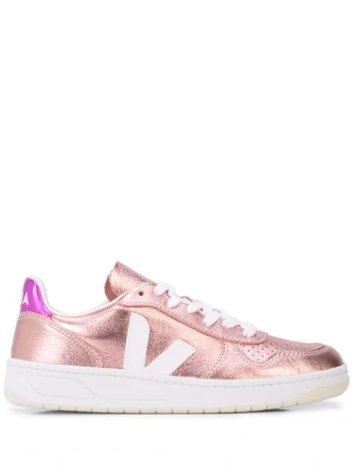 Veja Metallic Effect Sneakers In Pink
