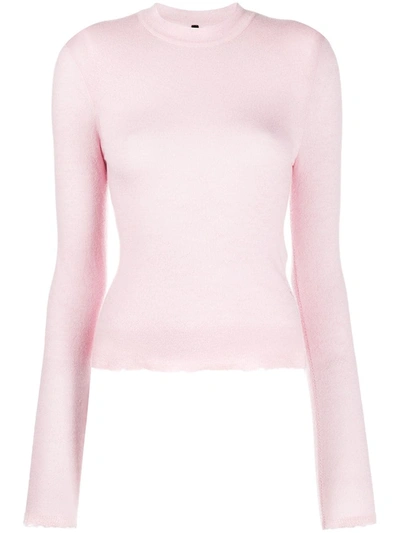 Ben Taverniti Unravel Project Fitted Long-sleeve Sweater In Pink