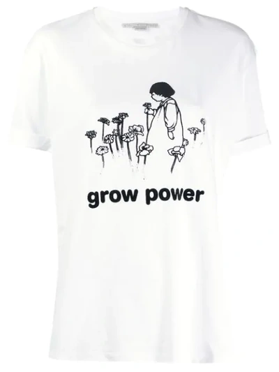 Stella Mccartney 'grow Power' Slogan Graphic Print T-shirt In White