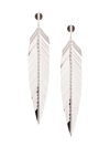CADAR 18KT WHITE GOLD LARGE FEATHER DROP EARRINGS