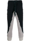 GREG LAUREN DRAWSTRING WAIST CONTRAST TROUSERS