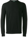 Zanone Crew-neck Knit Sweater In Black