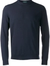 Zanone Crew-neck Knit Sweater In Bluette