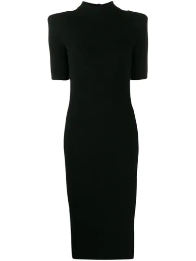 Balmain Knitted Embossed Button Dress In Black