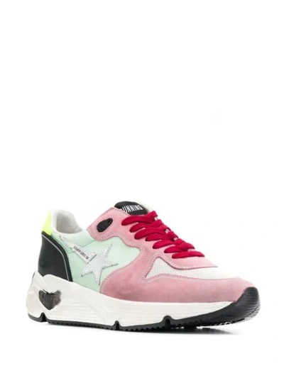 Golden Goose Running Sole Mesh & Leather Trainers In Pink ,green