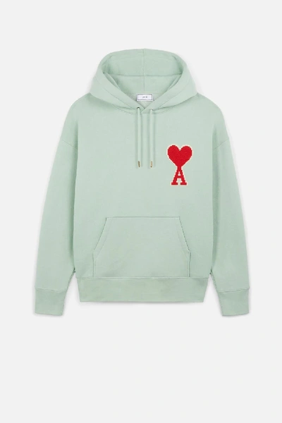 Ami Alexandre Mattiussi Hoodie With Big Ami Coeur Patch In Green