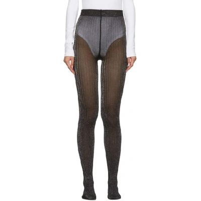 Marc Jacobs Shimmer Ribbed Tights In 84 Silverbl