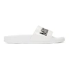 Moschino White Logo Pool Slides In Bianco