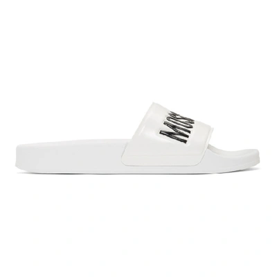 Moschino Logo Slide Sandals - 白色 In White