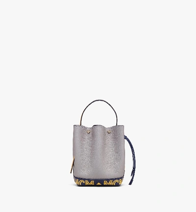 Mcm Milano Mini Drawstring Bag In Calfskin Leather In Grey | Arch Grey