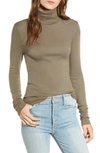Splendid Classic Slim Turtleneck Top In Military Olive