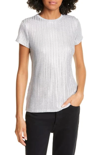 Ted Baker Catrino Metallic Knitted T-shirt In Grey