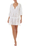 Melissa Odabash Ashley Eyelet Detail Cotton Cover-up Tunic In White