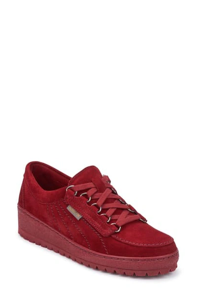 Mephisto Lady Low Top Sneaker In Red Velour Suede