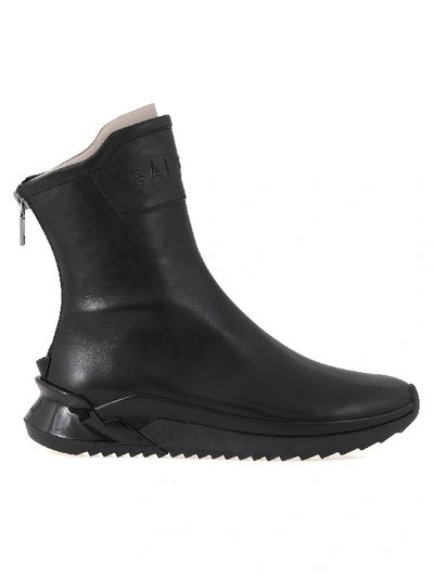 Balmain Leather Sneaker In Noir/noir