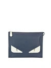 FENDI BAG BUGS HAMMERED LEATHER POUCH