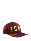 DSQUARED2 ICON TARTAN WOOL BASEBALL CAP