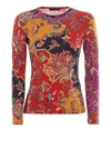 ETRO FLORAL PRINT KNITTED WOOL LONG SLEEVE T-SHIRT
