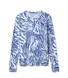 PROENZA SCHOULER Long Sleeve Tissue Jersey T-Shirt in Pale Blue/Cobalt Animal