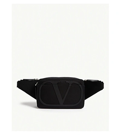 Valentino Garavani 'v' Logo Nylon Belt Bag In Black