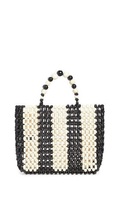 Alice And Olivia Zoey Wooden Beaded Bag In Black/white