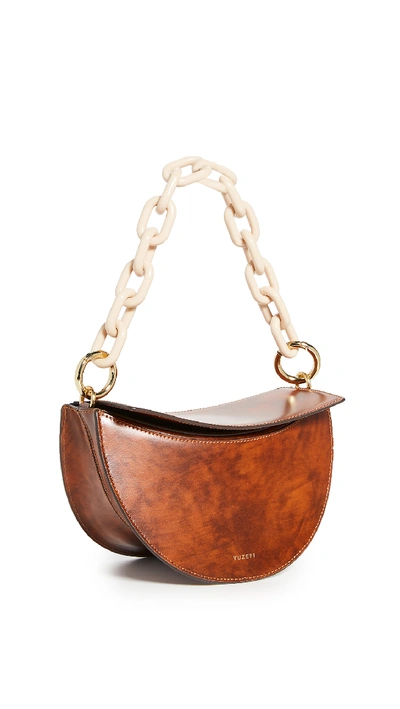 Yuzefi Doris Cracle Leather Shoulder Bag In Smooth Marble