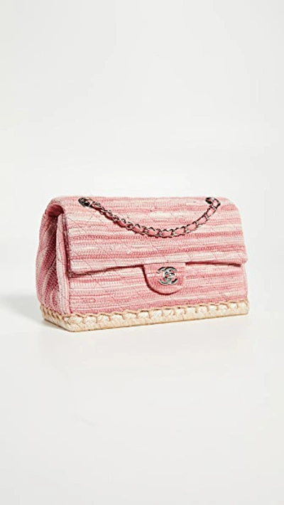Pre-owned Chanel Pink Tweed Espadrilles Bag