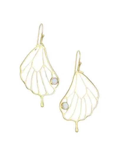 Annette Ferdinandsen 18k Yellow Gold & Opal Pampion Wing Drop Earrings