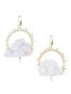 ANNETTE FERDINANDSEN 14K Yellow Gold,Blue Chalcedony Drusy & Diamond Rain Could Drop Earrings