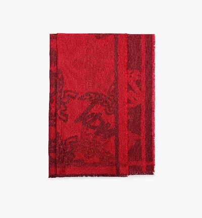 Mcm Allover Logo Jacquard Scarf In Ruby Red