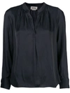 Zadig & Voltaire Satin-finish V-neck Blouse In Black