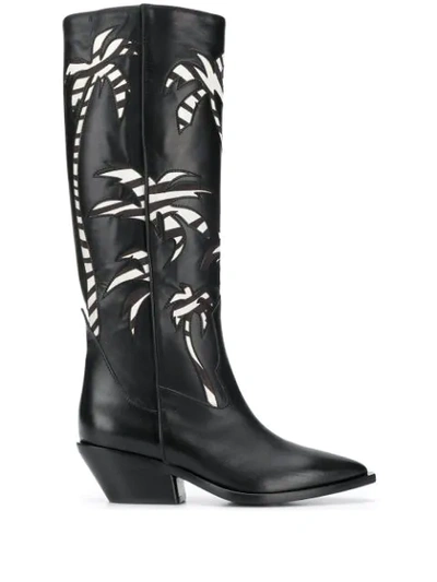 A.f.vandevorst Palm Tree Patterned Boots In Black